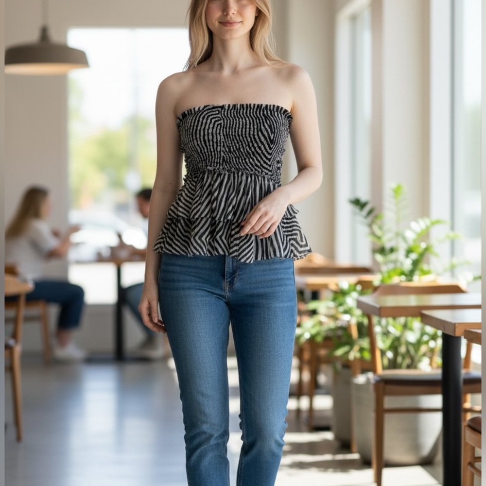 Isabel Marant Etoile Black and White Silk Top